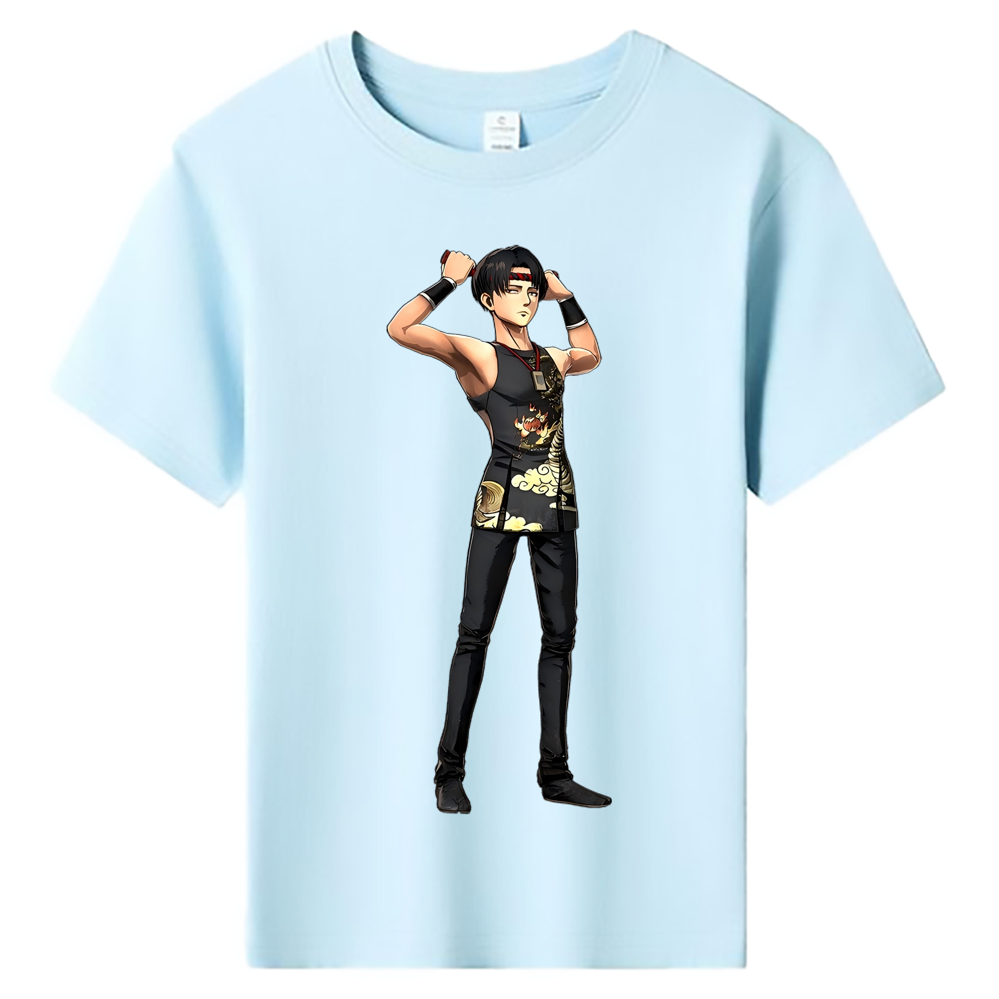 （画像用） 進撃の巨人 リヴァイ·アッカーマン Attack on Titan Levi Ackerman 綿100％キッズTシャツ（フロントプリント）